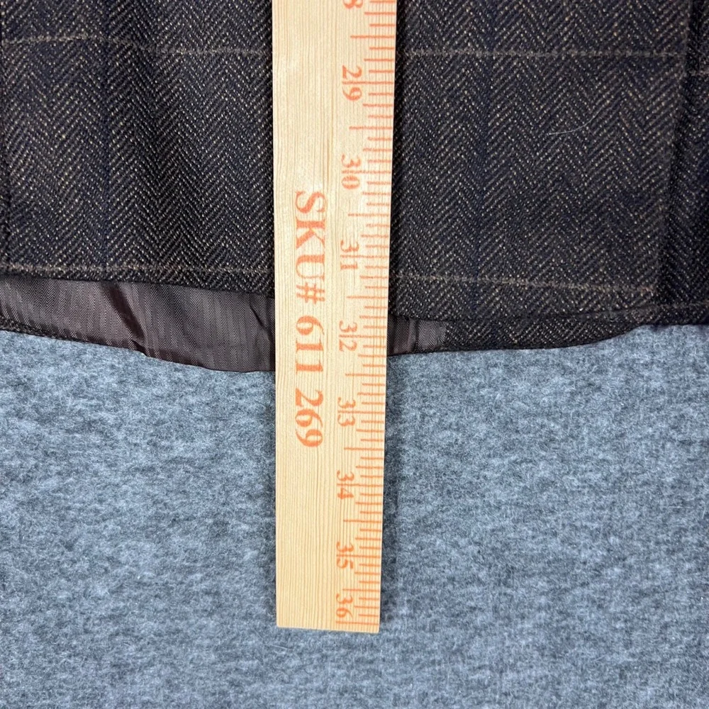 Alan Flusser Sport Coat Mens 44R Brown Lambswool Cashmere Windowpane Blazer
